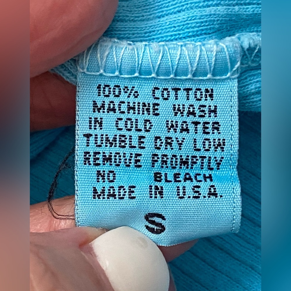 HANK Made in Hollywood Ribbed Tank Top Blue Turquoise Size Small - Picture 3 of 4